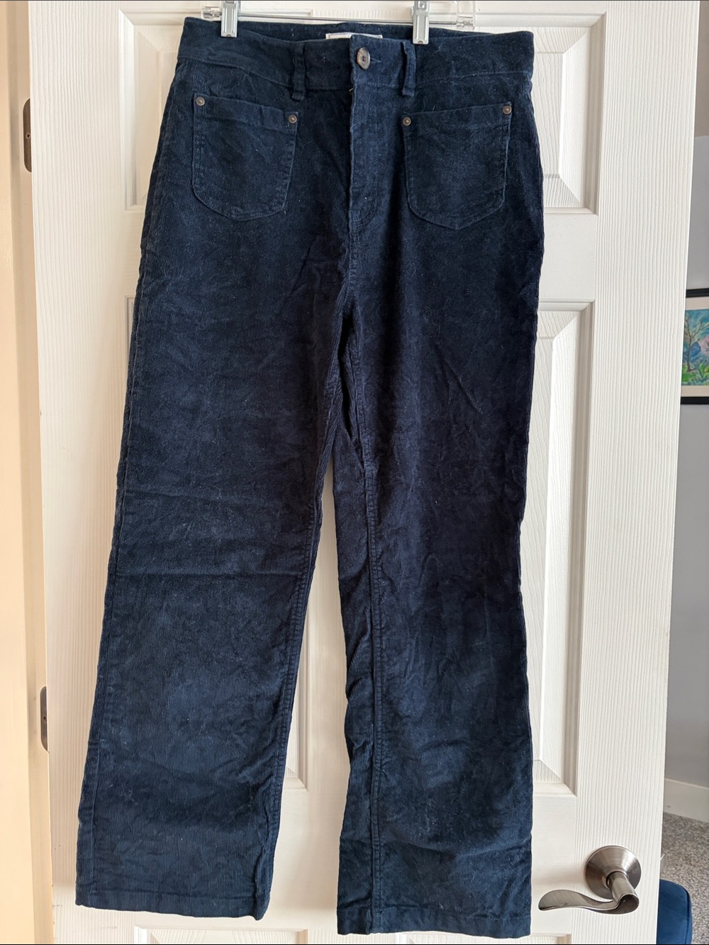 Wide Leg Corduroy Pants - Navy
